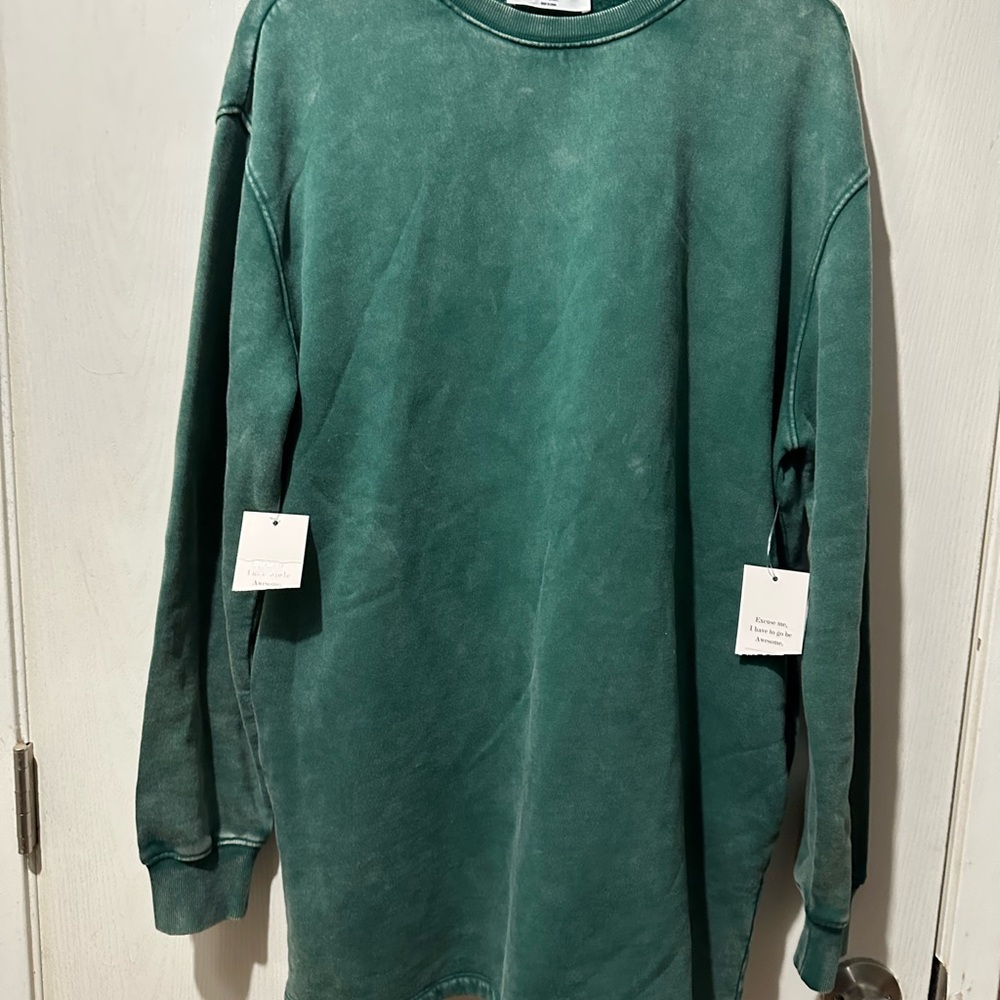 FINAL CHANCE Green Long Sleeve Sweatshirt dress